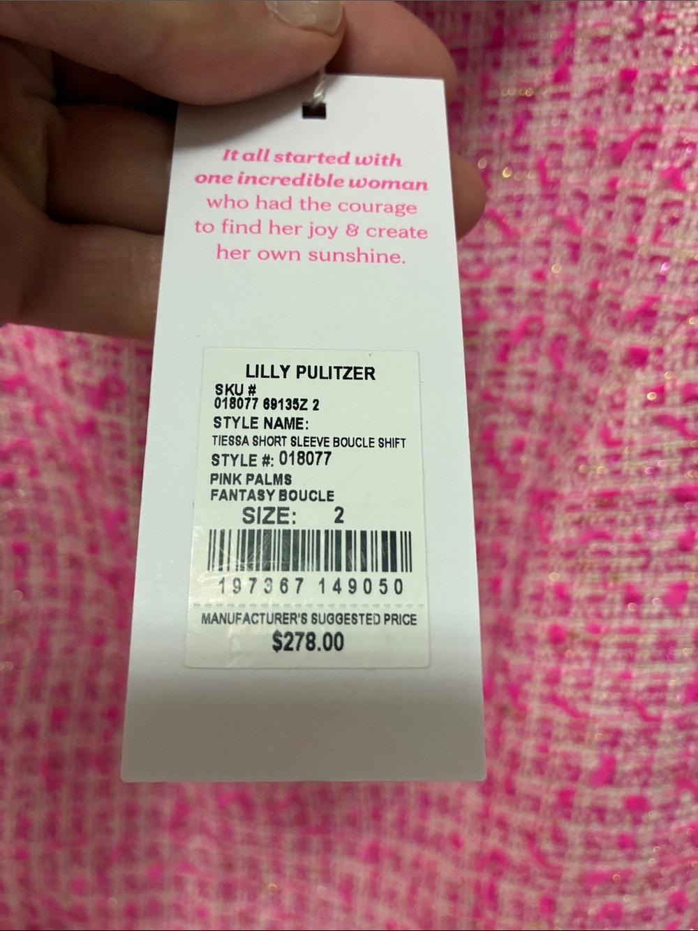 Lilly Pulitzer NWT Pink Tweed Short Sleeve Shift Dress - Picture 4 of 7